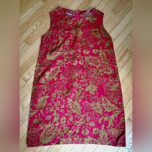 1960s handmade barkcloth shift dress • mid century jacquard style frock